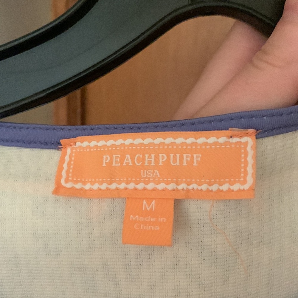 Peach puff blue dress (medium) worn once! Floral design on the sides - Picture 3 of 3